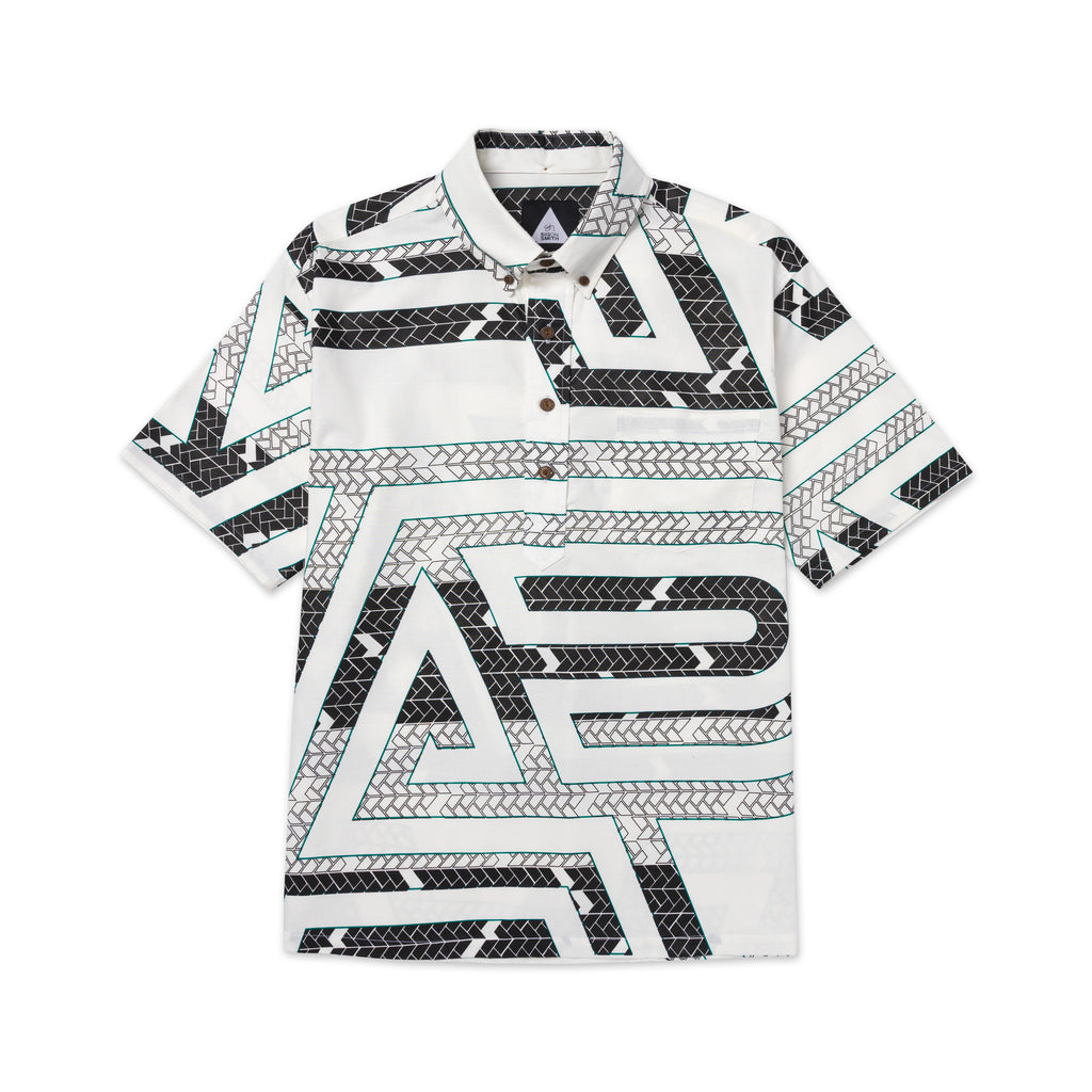 A&P x SIG ZANE® PARALLELS OF PRACTICE ALOHA SHIRT SNOW/BLACK/EMERALD