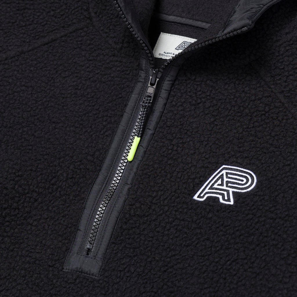 A&P BERBER FLEECE HALF-ZIP MOCK HOODIE BLACK