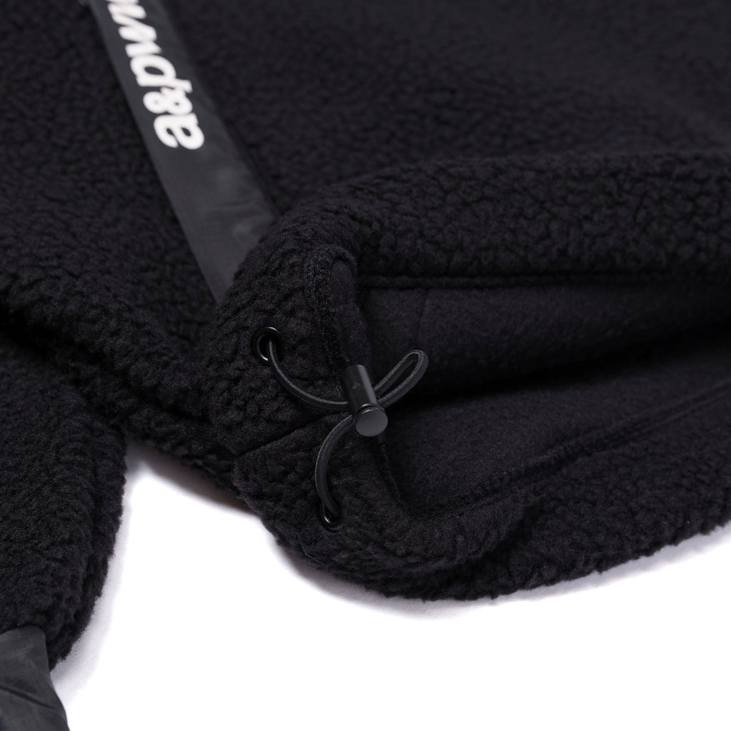 A&P BERBER FLEECE HALF-ZIP MOCK HOODIE BLACK