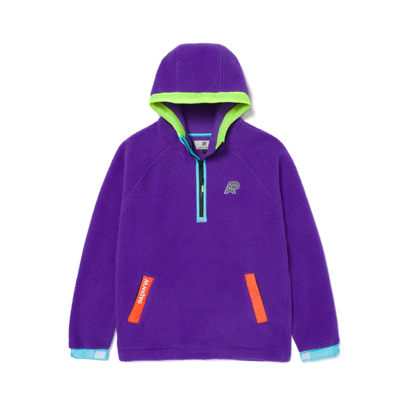 A&P BERBER FLEECE HALF-ZIP MOCK HOODIE PURPLE